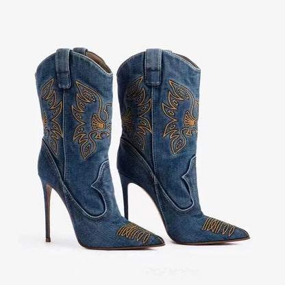 Mireillea | Eleganta Cowboy Stövlar Dam – Spetsig Tå Och Stilettklack 7