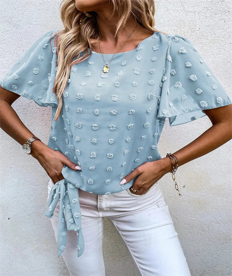 Women's Going Out Top White Size M Chiffon 3D Flowers-5