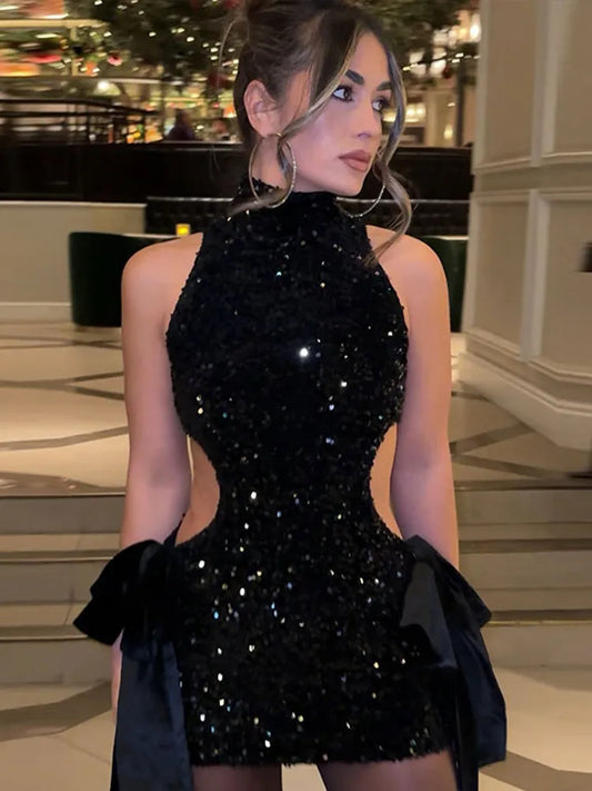 NYX | Elegant Klänning – Vintage Paljetter Och Unika 3D-Bågar 1