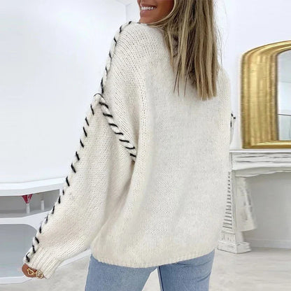 Stickad Tröja Dam - Varm och Chic Kabelstickad Design för Kalla Dagar-5