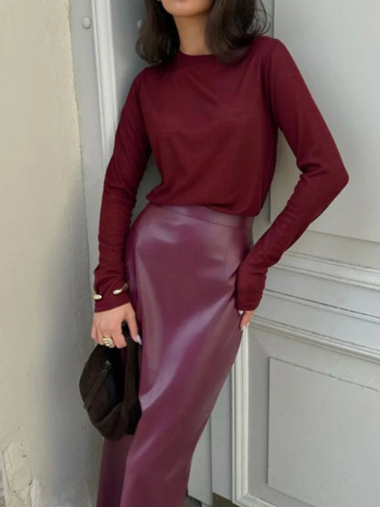 Savitri | Elegant Dam Lång Kjol – Hög Midja Och Slitsdesign 4