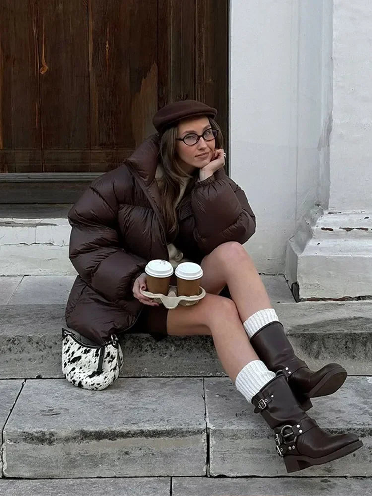 Alyssa | Vintage Choklad Fluffig Kappa För Kallt Väder 3