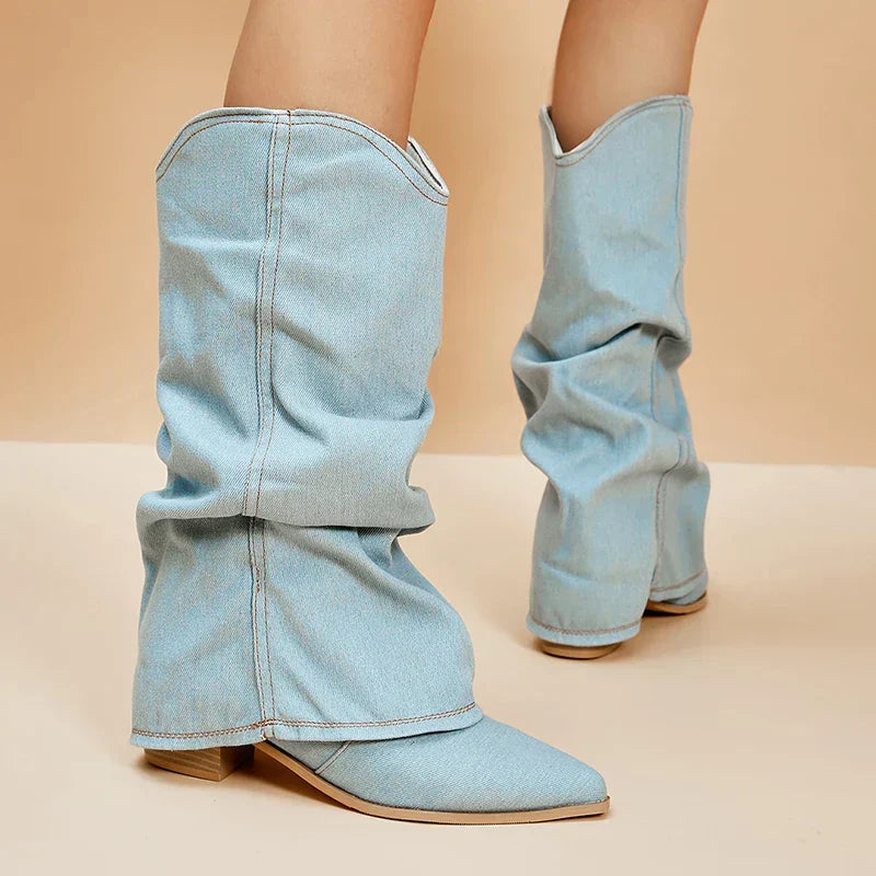 Claire | Unika Denim Knästövlar För Komfort Och Stiliga Uttryck 6