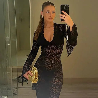 Pavlina | Elegant Vit Spetsklänning – V-ringning För Sofistikerade Tillfällen 8