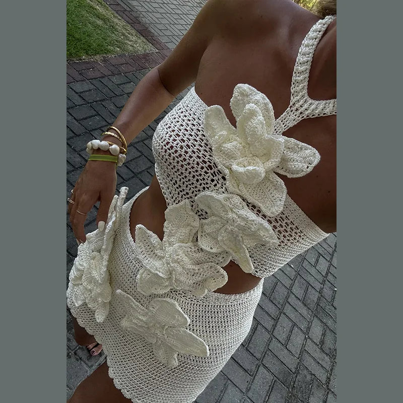 Iri | Ärmlös Blommig Sommarklänning – Elegant Stickad Design för Damer 7