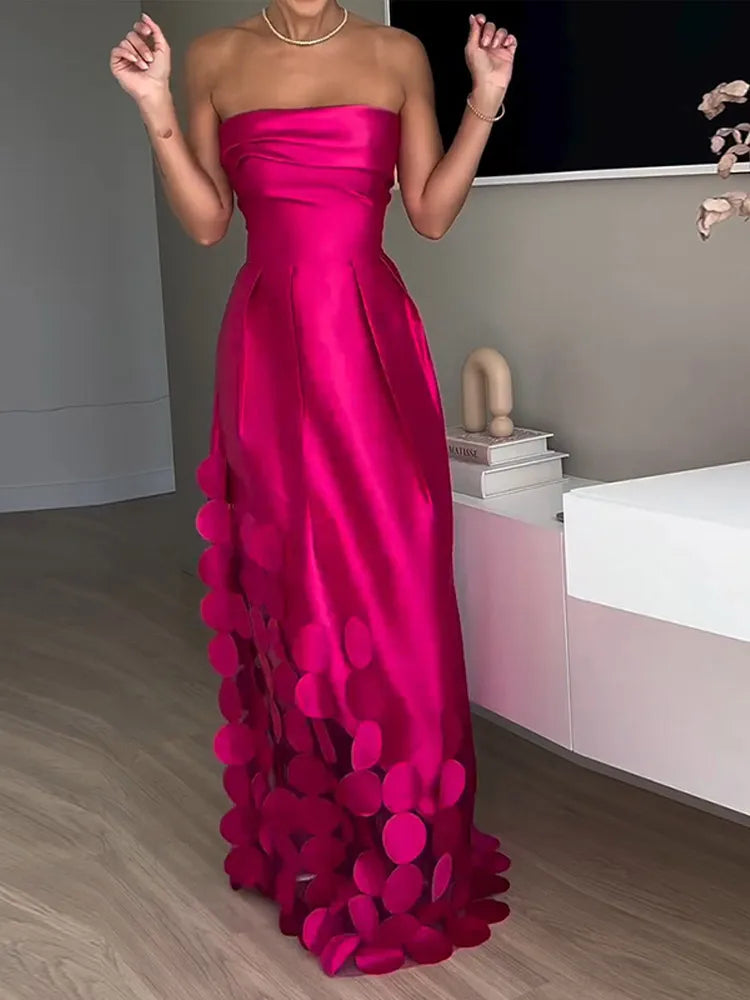 Pavla | Glamourös Satin Klänning – Gul Med Cirkulära Paljetter 3