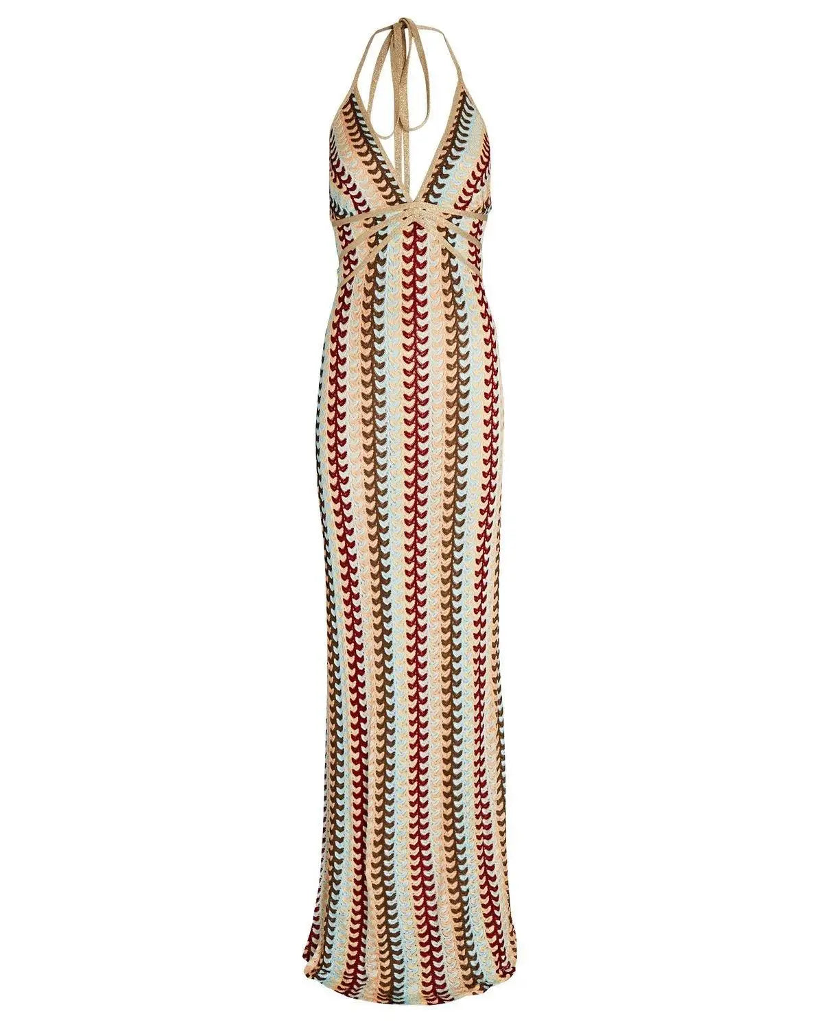 Neriss | Elegant Virkad Halterklänning med Djup V-Neck för Speciella Tillfällen 7