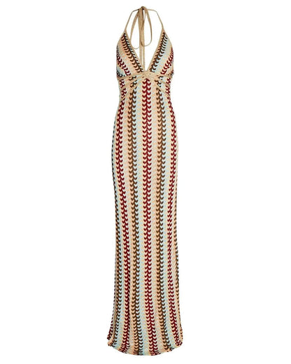 Neriss | Elegant Virkad Halterklänning med Djup V-Neck för Speciella Tillfällen 7