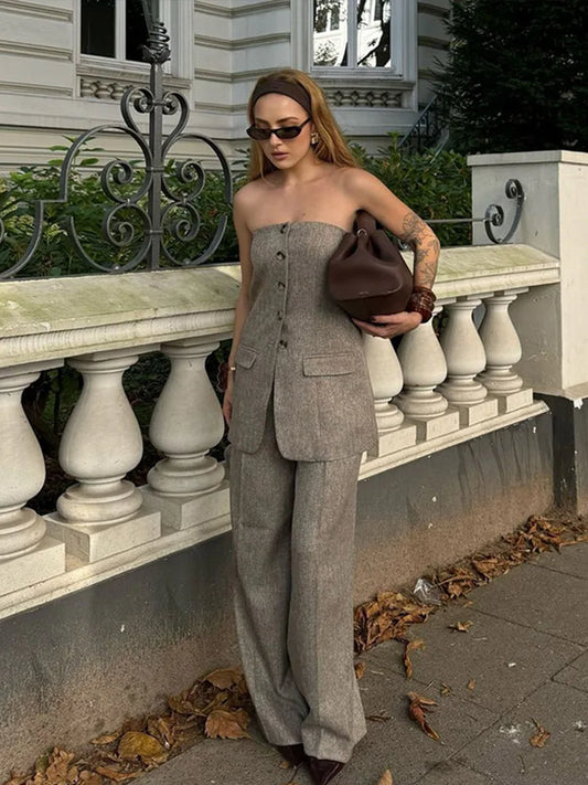 Jade | Elegant Tube Top och Byxuppsättning – Mjuk Bomull för Stil och Komfort 1