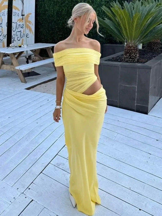 Nyla | Elegant Gul Strandklänning Dam – För Soliga Dagar 1