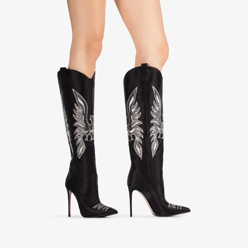 Mireillea | Eleganta Cowboy Stövlar Dam – Spetsig Tå Och Stilettklack 8