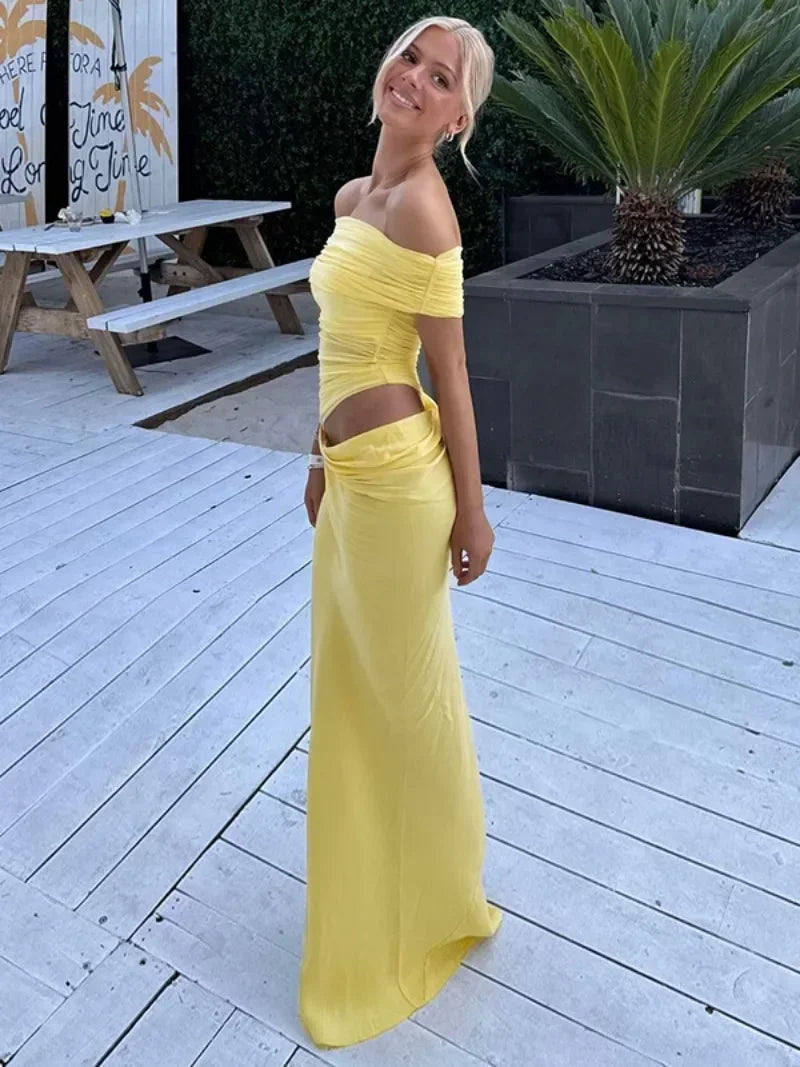 Nyla | Elegant Gul Strandklänning Dam – För Soliga Dagar 2
