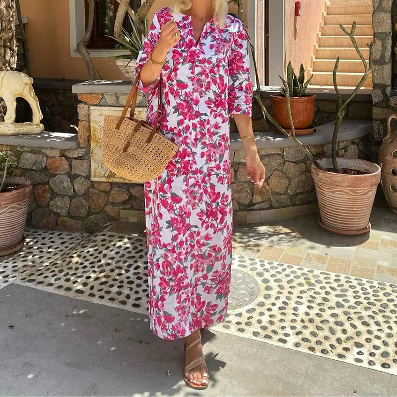 Hege | Elegant Sommarklänning Dam Med Blommigt Mönster För Frihet Och Stil-3