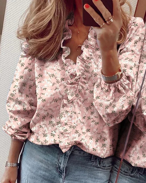 Anna | Romantisk Ruffle-Blus Dam – Eleganta Detaljer 6