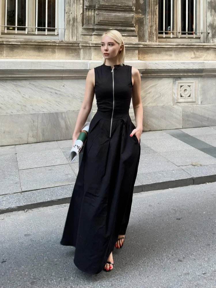 Xenessa | Elegant Sommarklänning Dam – Halv Dragkedja och Hög Midja 4