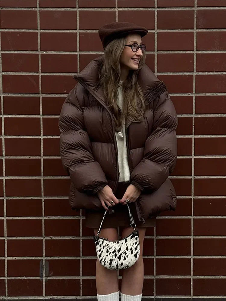 Alyssa | Vintage Choklad Fluffig Kappa För Kallt Väder 1