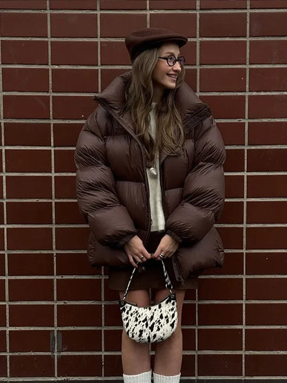 Alyssa | Vintage Choklad Fluffig Kappa För Kallt Väder 1