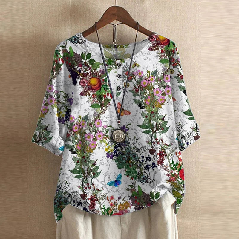 Variant image for Women's Blouse Floral Print Size M Cotton Blend-34