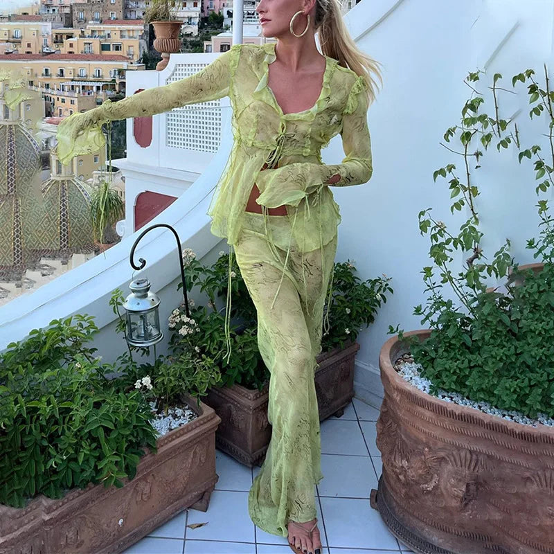 Lorys | Elegant Sheer Sleeve Set – Blå Maxikjol För Formella Tillfällen 6