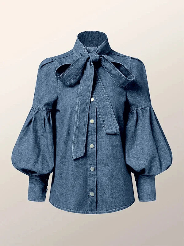 Heidi | Blusar Dam Puffhylsa Denimblus – Elegant Stil med Feminin Touch 9