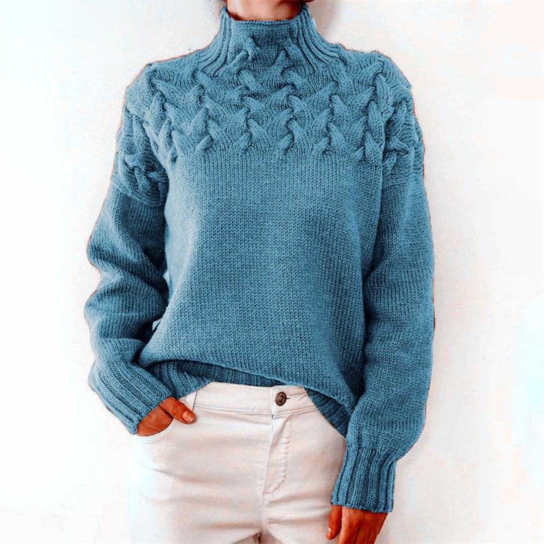Kylie Stickad Turtleneck Tröja - Elegans och Värme för Kalla Dagar-1