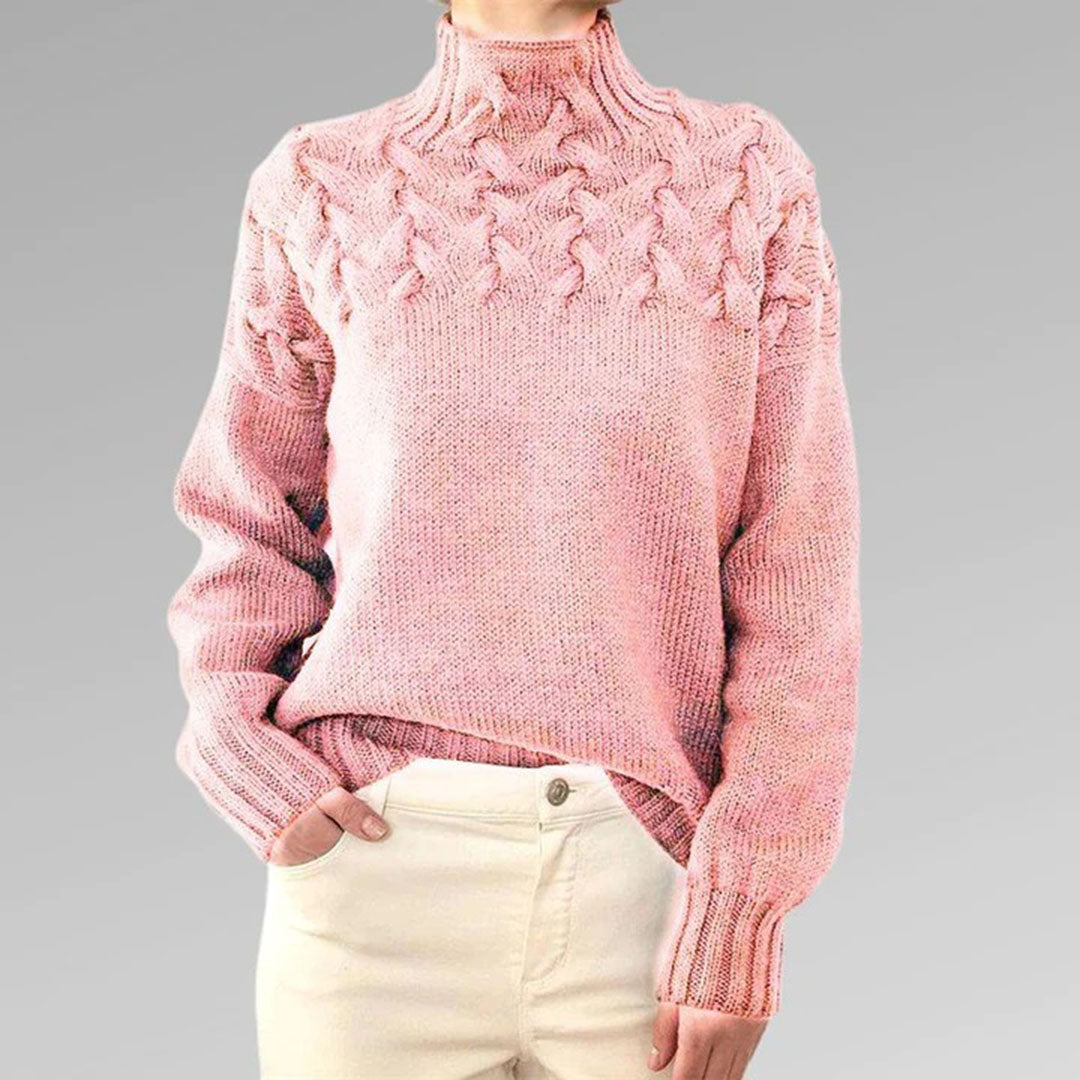 Kylie Stickad Turtleneck Tröja - Elegans och Värme för Kalla Dagar-4