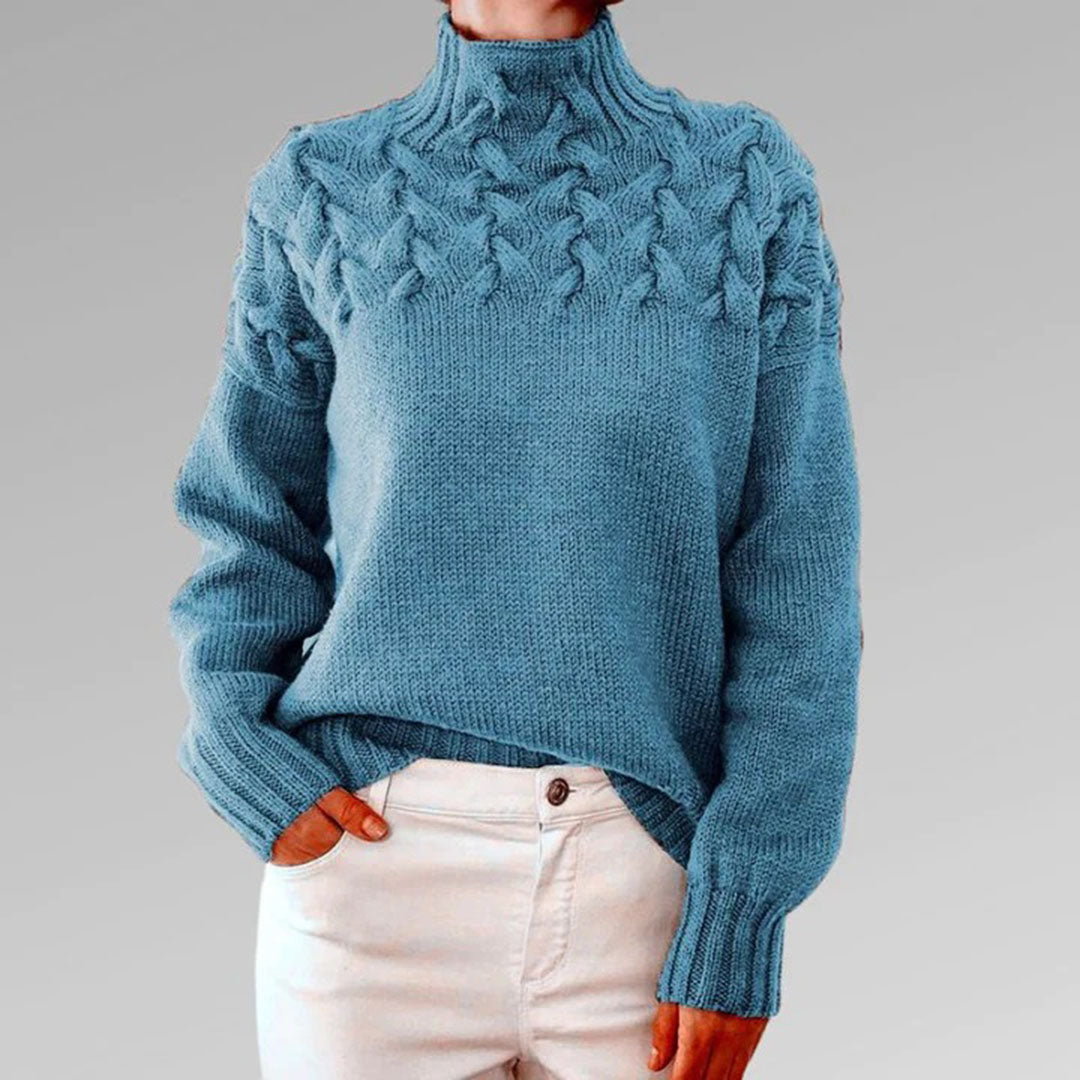 Kylie Stickad Turtleneck Tröja - Elegans och Värme för Kalla Dagar-2