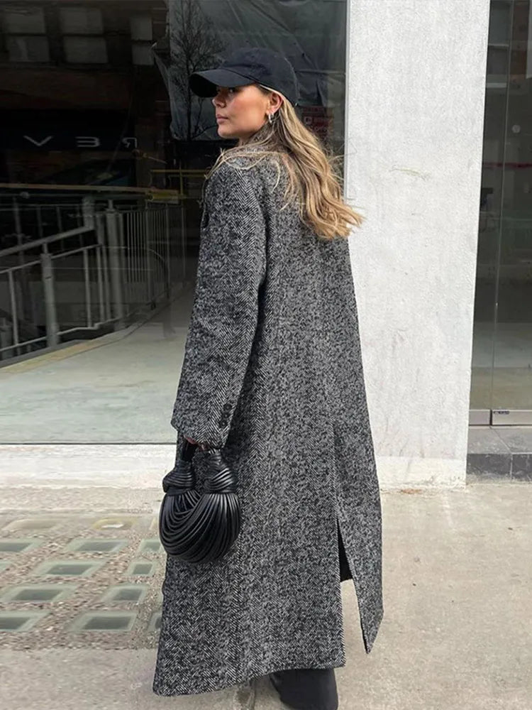 Ivana | Elegant Lång Ullkappa Dam – Klassisk Krage För Stil Och Värme 6