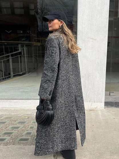 Ivana | Elegant Lång Ullkappa Dam – Klassisk Krage För Stil Och Värme 6