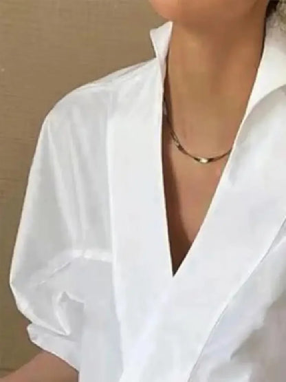 Simona | Elegant V-ringningsblus Dam – Vit Mångsidig Stil och Komfort 3
