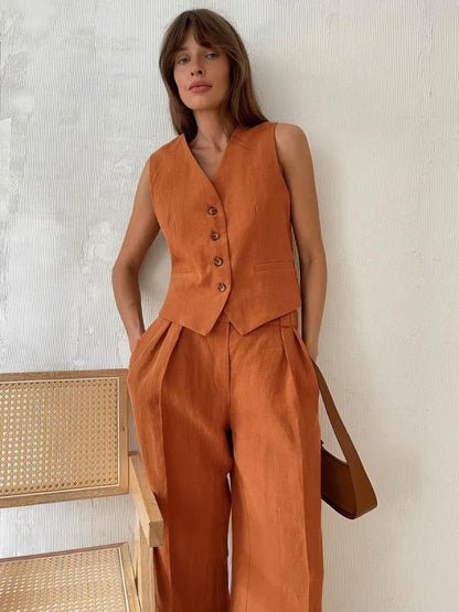 Leah | Elegant Linne Set Dam För Stiliga Tillfällen 3