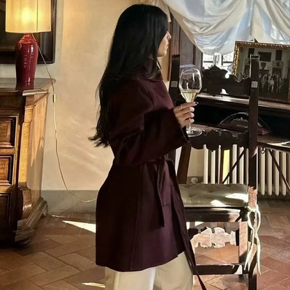 Gisela | Elegant Vinterjacka Dam – Ullblandning med Bältad Midja 3