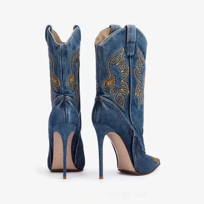 Mireillea | Eleganta Cowboy Stövlar Dam – Spetsig Tå Och Stilettklack 4
