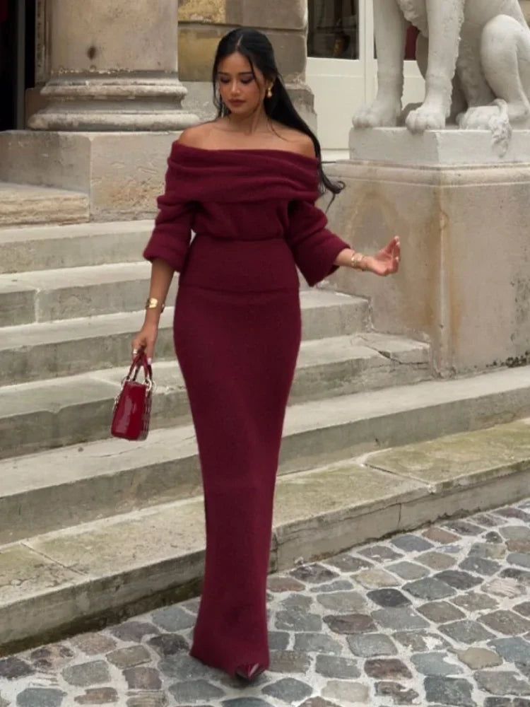 Nadège | Elegant Off-Shoulder Klänning Dam – För Stil och Komfort 1
