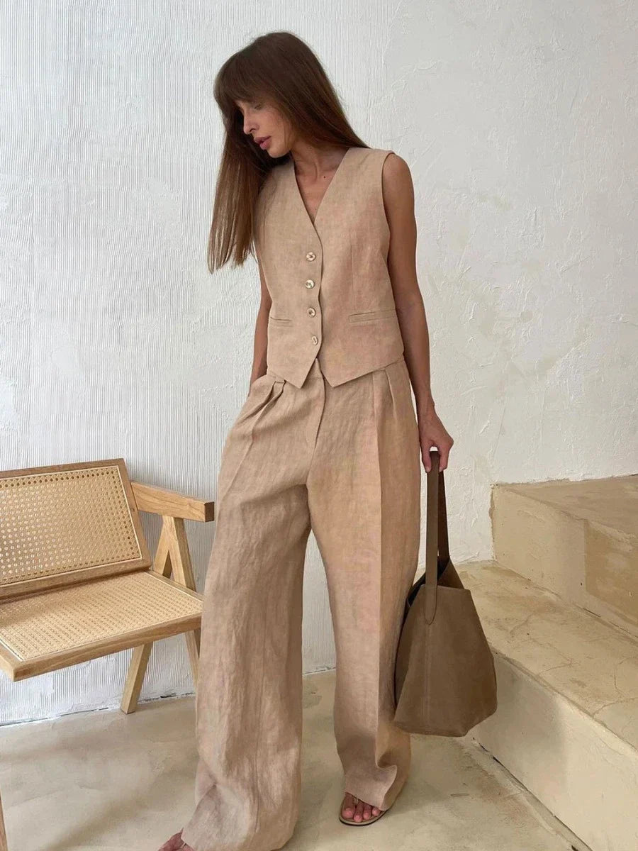 Leah | Elegant Linne Set Dam För Stiliga Tillfällen 7