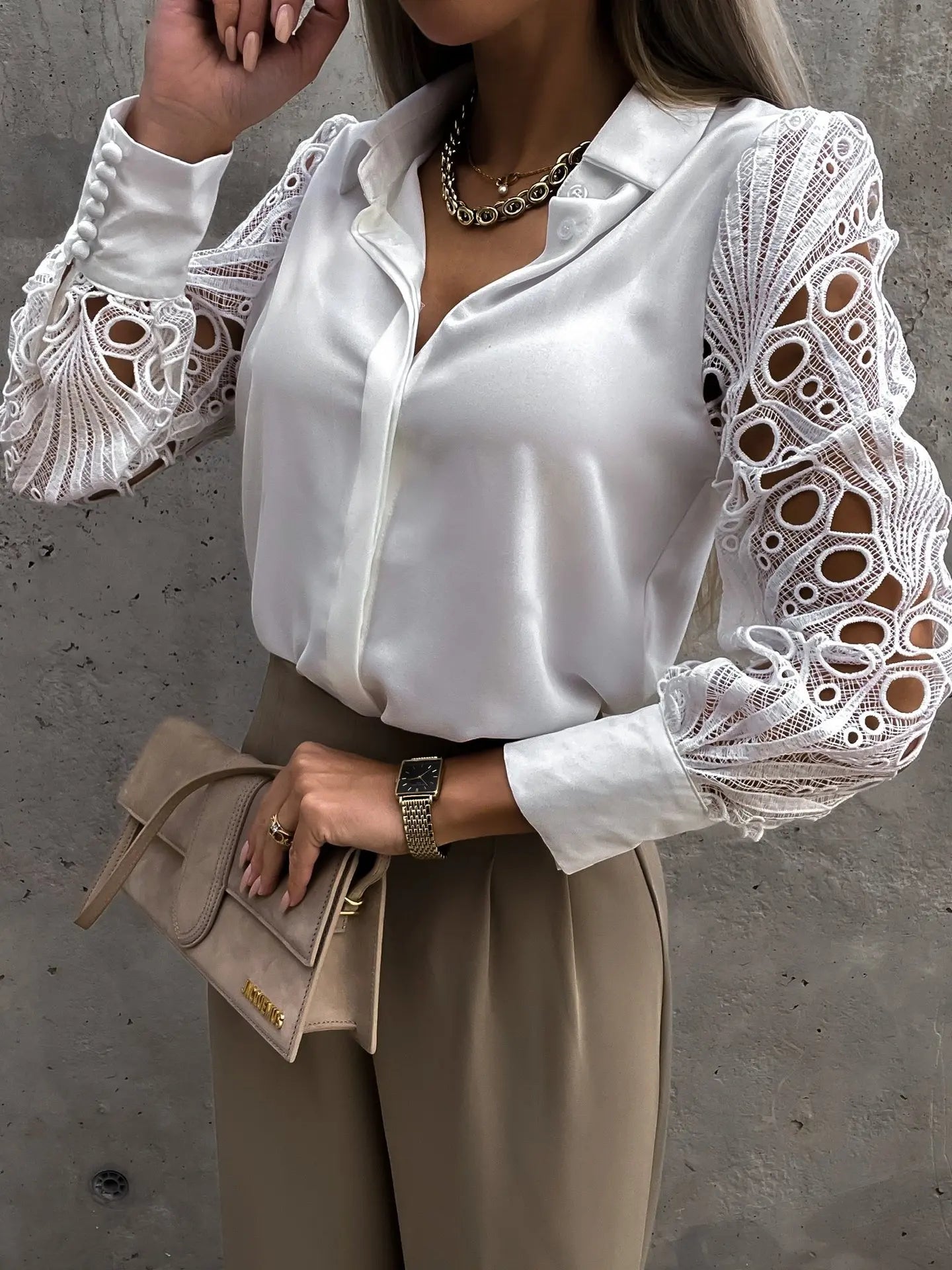 Lieke | Tidlös Vit Blus – Spetshylsor För Elegant Stil 2