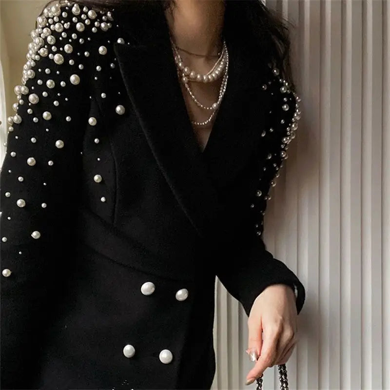 Paulina | Chic Jacka i Mjuk Ull – Pärlstavdetaljer för Elegant Stil 6