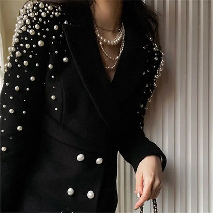 Paulina | Chic Jacka i Mjuk Ull – Pärlstavdetaljer för Elegant Stil 6