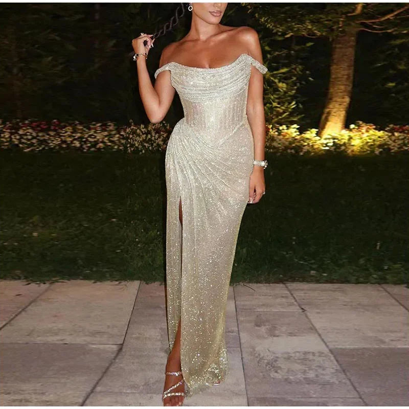 Pelea | Elegant Off-Shoulder Festklänning för Dam – Perfekt för Alla Tillfällen 4