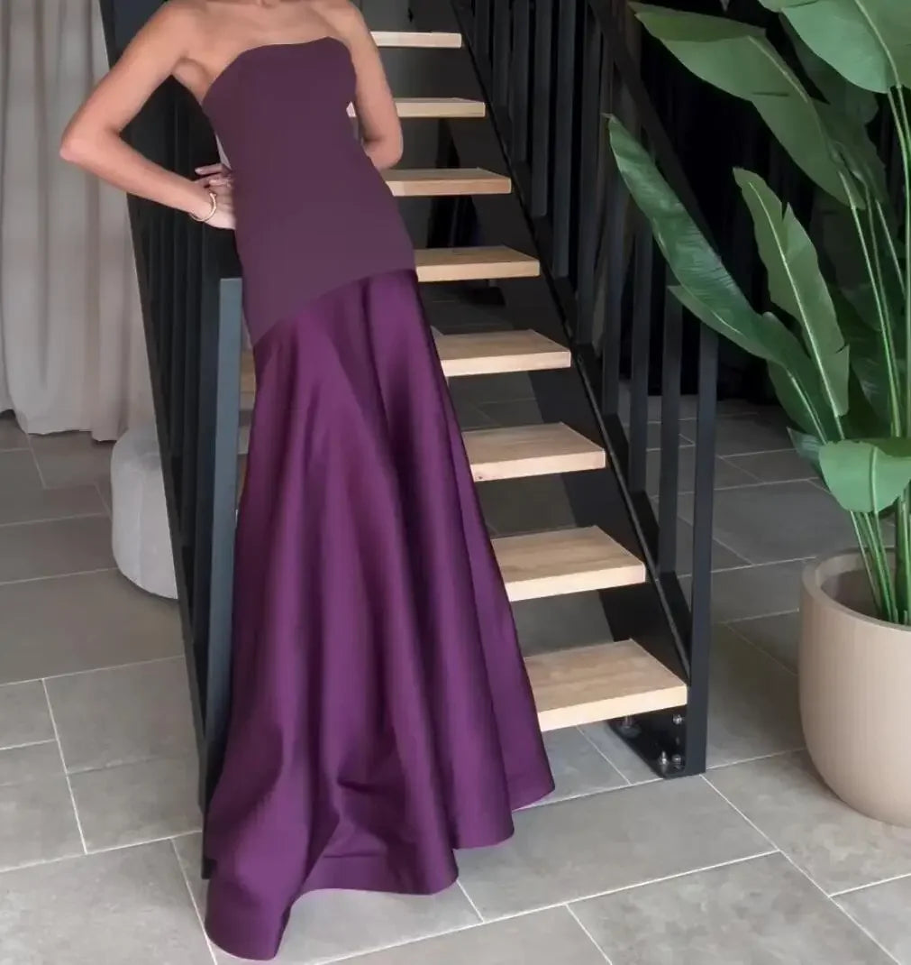 Nadine | Chic Stropplös Maxiklänning Dam – Lapptäckdesign För Eleganta Tillfällen 3