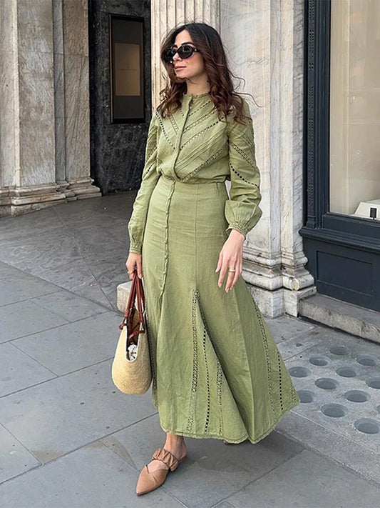 Kourtney | Elegant Midikjoluppsättning – Chic Design För Vardags Och Fest 1