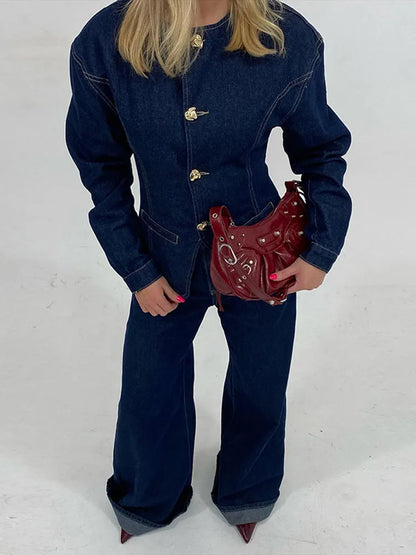 Margarette | Vintage Set med Denimjacka och Byxor för Tidlös och Elegant Stil 3
