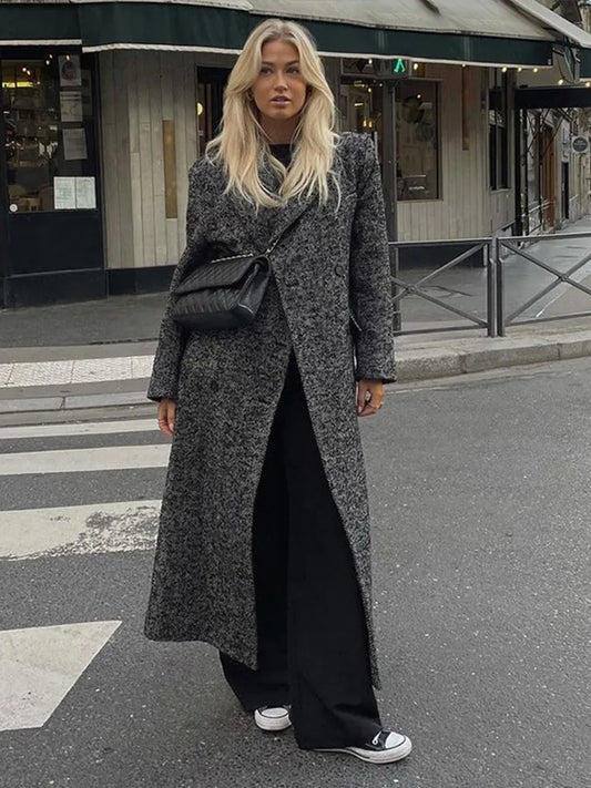Ivana | Elegant Lång Ullkappa Dam – Klassisk Krage För Stil Och Värme 1