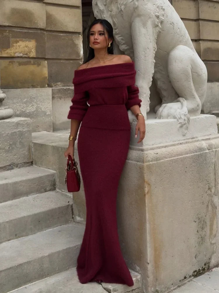 Nadège | Elegant Off-Shoulder Klänning Dam – För Stil och Komfort 2