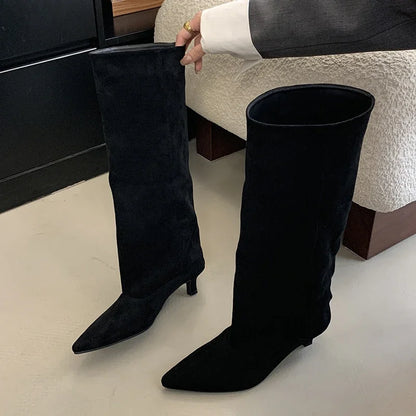 Hexy | Eleganta Knähöga Stövlar Dam – Låg Klack För Stil Och Komfort 5