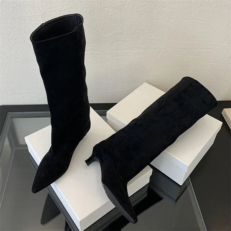 Hexy | Eleganta Knähöga Stövlar Dam – Låg Klack För Stil Och Komfort 4
