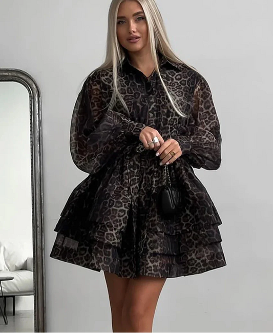Leona | Vintage Leopard Miniklänning – Retro Charm För Elegant Stil 1