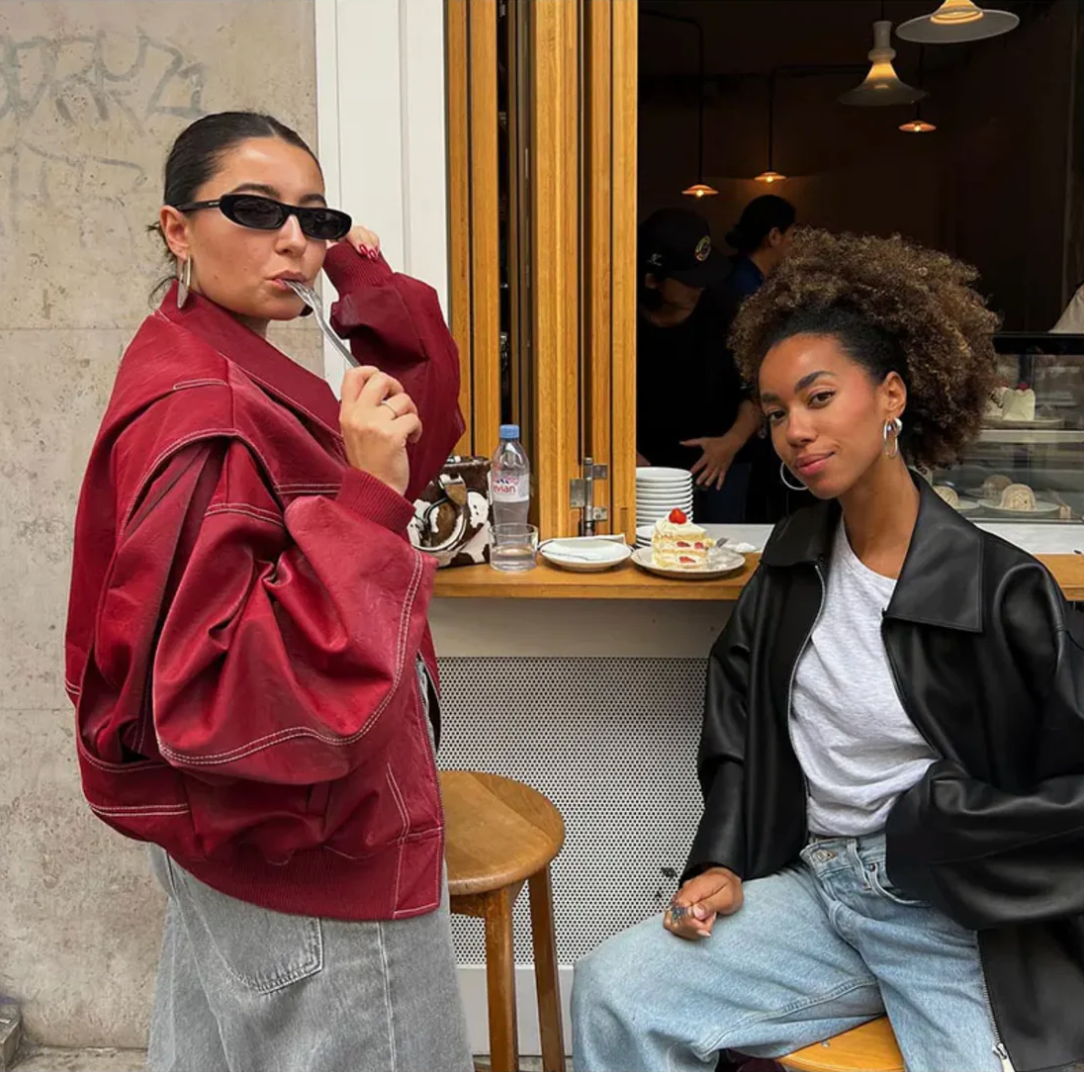 Faye | Trendig Oversized Skinnjacka Dam – Svart För Alla Tillfällen 5