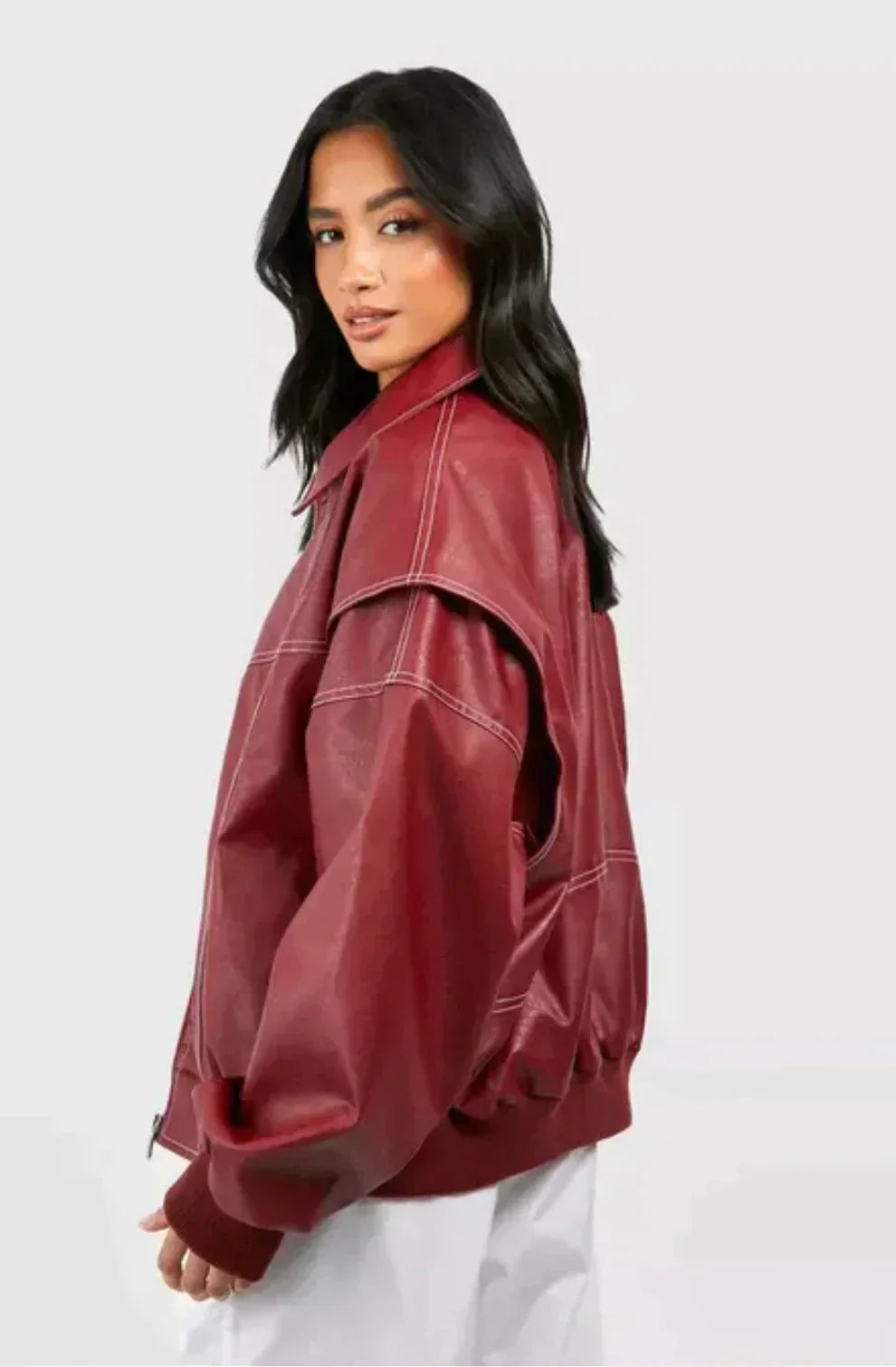 Faye | Trendig Oversized Skinnjacka Dam – Svart För Alla Tillfällen 6