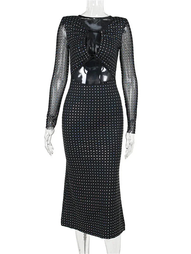 Halimah | Dam Maxiklänning – Glittrande Ihålig Design För Elegant Look 6